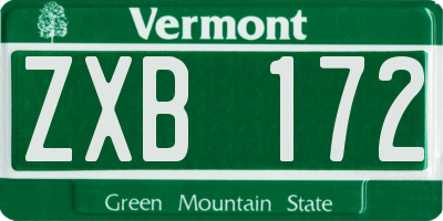 VT license plate ZXB172