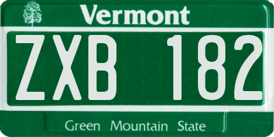 VT license plate ZXB182