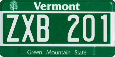 VT license plate ZXB201