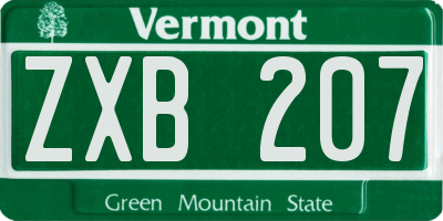 VT license plate ZXB207