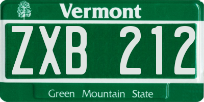 VT license plate ZXB212