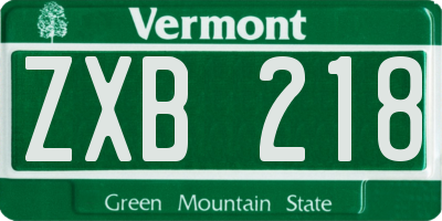 VT license plate ZXB218