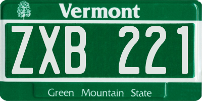 VT license plate ZXB221