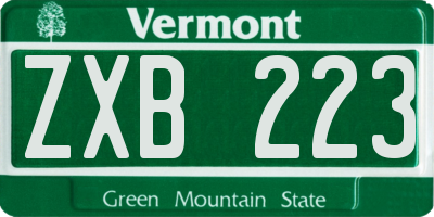 VT license plate ZXB223