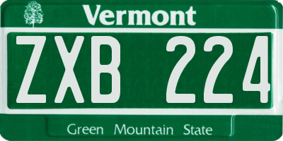 VT license plate ZXB224