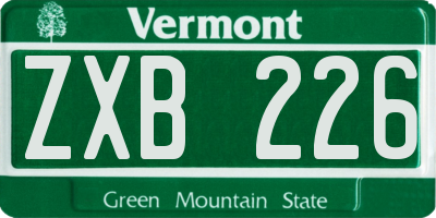 VT license plate ZXB226