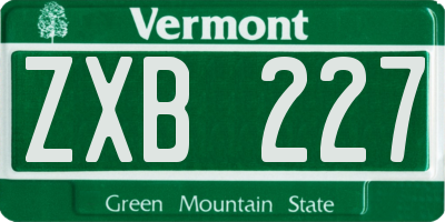VT license plate ZXB227