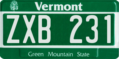 VT license plate ZXB231