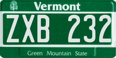VT license plate ZXB232