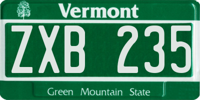 VT license plate ZXB235