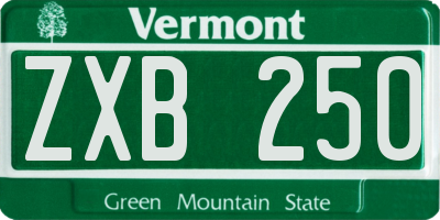 VT license plate ZXB250