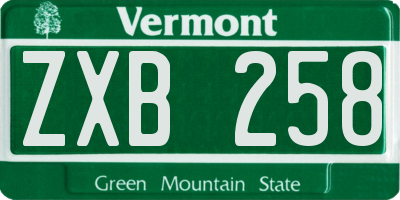 VT license plate ZXB258