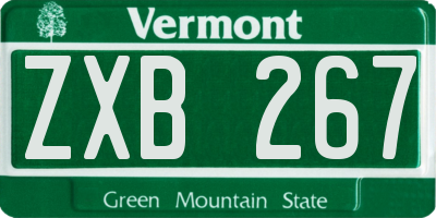 VT license plate ZXB267