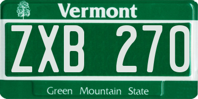 VT license plate ZXB270