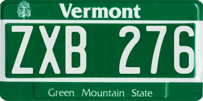 VT license plate ZXB276