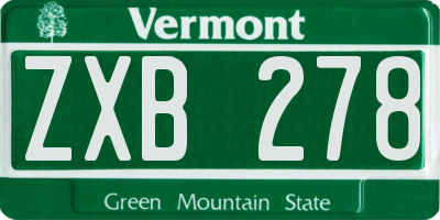 VT license plate ZXB278