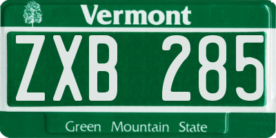 VT license plate ZXB285