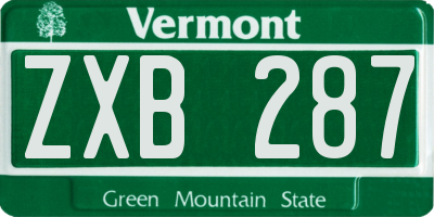 VT license plate ZXB287