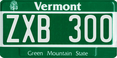 VT license plate ZXB300