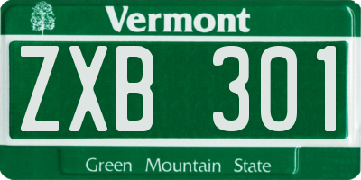 VT license plate ZXB301