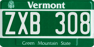 VT license plate ZXB308