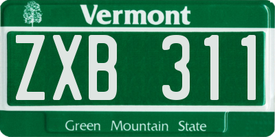 VT license plate ZXB311