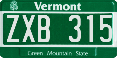 VT license plate ZXB315