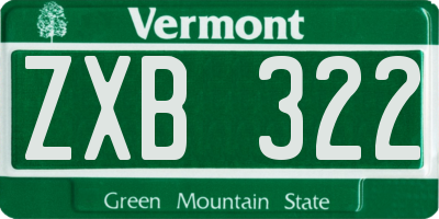 VT license plate ZXB322
