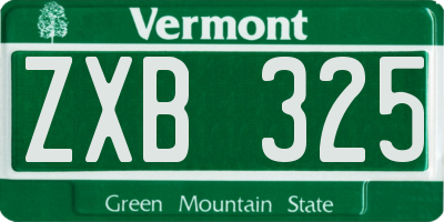 VT license plate ZXB325