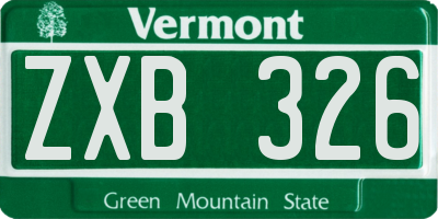 VT license plate ZXB326