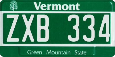 VT license plate ZXB334