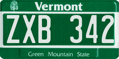 VT license plate ZXB342