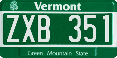 VT license plate ZXB351