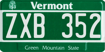 VT license plate ZXB352