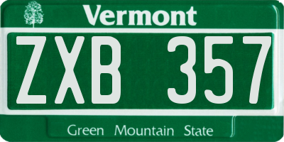 VT license plate ZXB357