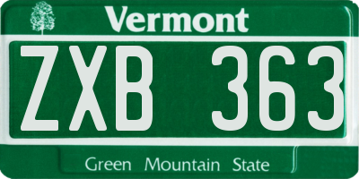 VT license plate ZXB363