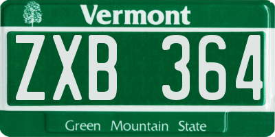 VT license plate ZXB364