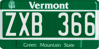 VT license plate ZXB366