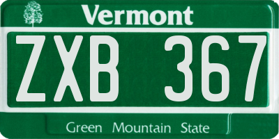 VT license plate ZXB367