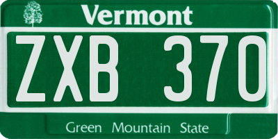 VT license plate ZXB370