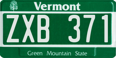 VT license plate ZXB371