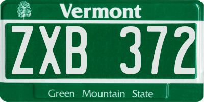 VT license plate ZXB372