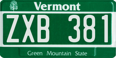VT license plate ZXB381