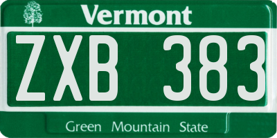 VT license plate ZXB383
