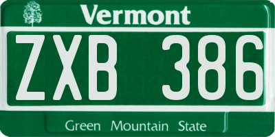 VT license plate ZXB386
