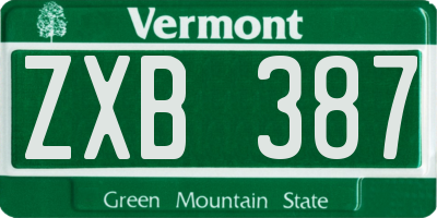 VT license plate ZXB387