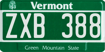 VT license plate ZXB388