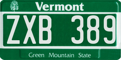 VT license plate ZXB389