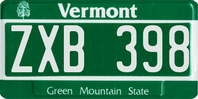 VT license plate ZXB398