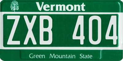 VT license plate ZXB404